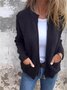Women Plain Stand Collar Bomber Jacket Long Sleeve Vintage Split Joint Spring/Fall Daily Jacket Outerwear