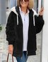 Women Plain Shawl Collar Zip Up Hoodie Long Sleeve Vintage Winter Daily Teddy Jacket Outerwear