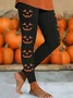 Women Halloween (pumpkin) Jersey Casual Printing Leggings Daily All Season Legging