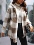 Women Plaid Hooded Zip Up Hoodie Long Sleeve Vintage Split Joint Spring/Fall Daily Jacket Outerwear