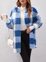 Women Plaid Hooded Zip Up Hoodie Long Sleeve Vintage Split Joint Spring/Fall Daily Jacket Outerwear