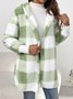 Women Plaid Hooded Zip Up Hoodie Long Sleeve Vintage Split Joint Spring/Fall Daily Jacket Outerwear