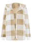 Women Plaid Hooded Zip Up Hoodie Long Sleeve Vintage Split Joint Spring/Fall Daily Jacket Outerwear