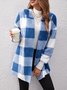 Women Plaid Hooded Zip Up Hoodie Long Sleeve Vintage Split Joint Spring/Fall Daily Jacket Outerwear