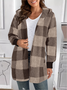 Women Plaid Hooded Zip Up Hoodie Long Sleeve Vintage Split Joint Spring/Fall Daily Jacket Outerwear