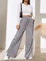 Women Plain Cotton Casual Split Joint Pant Daily Spring/Fall Wide Leg Pants