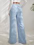 Women Plain Cotton Casual Split Joint Pant Daily Spring/Fall Wide Leg Pants