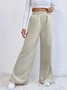 Women Plain Cotton Casual Split Joint Pant Daily Spring/Fall Wide Leg Pants