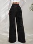 Women Plain Cotton Casual Split Joint Pant Daily Spring/Fall Wide Leg Pants
