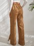 Women Plain Cotton Casual Split Joint Pant Daily Spring/Fall Wide Leg Pants