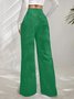 Women Plain Cotton Casual Split Joint Pant Daily Spring/Fall Wide Leg Pants