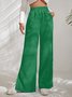 Women Plain Cotton Casual Split Joint Pant Daily Spring/Fall Wide Leg Pants