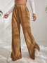 Women Plain Cotton Casual Split Joint Pant Daily Spring/Fall Wide Leg Pants