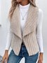 Women Plain Lapel Collar Zip Up Hoodie Sleeveless Casual Split Joint Autumn Daily Vest Outerwear