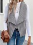 Women Plain Lapel Collar Zip Up Hoodie Sleeveless Casual Split Joint Autumn Daily Vest Outerwear