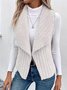 Women Plain Lapel Collar Zip Up Hoodie Sleeveless Casual Split Joint Autumn Daily Vest Outerwear
