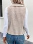 Women Plain Lapel Collar Zip Up Hoodie Sleeveless Casual Split Joint Autumn Daily Vest Outerwear