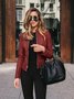 Women Plain PU Stand Collar Bomber Jacket Long Sleeve Vintage Split Joint Spring/Fall Party Jacket Outerwear