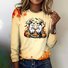 Women Animal Crew Neck Cotton Long Sleeve Vintage Daily Spring/Fall T-shirt