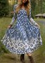Women Floral Cotton V Neck Casual Spring/Fall Daily Maxi A-Line Dress