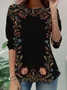 Women Floral Crew Neck Jersey Long Sleeve Casual Daily Spring/Fall T-shirt