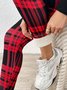 Women Plaid Cashmere Casual Printing Leggings Daily Winter Slim Fit Pants