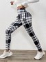 Women Plaid Cashmere Casual Printing Leggings Daily Winter Slim Fit Pants