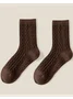 1pair Women High-Elastic Twist Mid-calf Socks