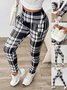 Women Plaid Cashmere Casual Printing Leggings Daily Winter Slim Fit Pants