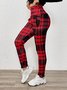 Women Plaid Cashmere Casual Printing Leggings Daily Winter Slim Fit Pants