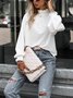 Women Geometric Stand Collar Long Sleeve Vintage Daily Spring/Fall T-shirt
