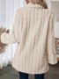 Women Plain Long Sleeve Casual Winter Daily Teddy Jacket Outerwear