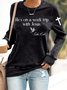 Women Text Letters Crew Neck Cotton-Blend Long Sleeve Casual Daily Spring/Fall Sweatshirt