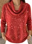 Women Plain Crew Neck Cotton Long Sleeve Casual Daily Spring/Fall Sweater