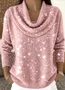 Women Plain Crew Neck Cotton Long Sleeve Casual Daily Spring/Fall Sweater