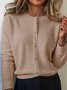 Women Plain Crew Neck Long Sleeve Vintage Daily Winter Cardigan