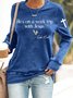 Women Text Letters Crew Neck Cotton-Blend Long Sleeve Casual Daily Spring/Fall Sweatshirt