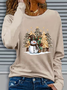 Women Christmas Snowman Crew Neck Jersey Long Sleeve Casual Daily Spring/Fall T-shirt