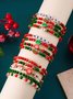 Christmas Electroplating Snowflake Elk Christmas Bell Santa Claus Bracelet Fashionable And Versatile Christmas Crystal Rice Bead Bracelet Combination Set