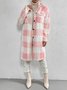 Women Plaid Shawl Collar Flannel Jacket Long Sleeve Casual Printing Winter Daily Coat Outerwear