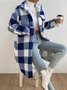 Women Plaid Shawl Collar Flannel Jacket Long Sleeve Casual Printing Winter Daily Coat Outerwear