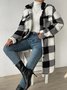 Women Plaid Shawl Collar Flannel Jacket Long Sleeve Casual Printing Winter Daily Coat Outerwear