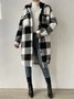 Women Plaid Shawl Collar Flannel Jacket Long Sleeve Casual Printing Winter Daily Coat Outerwear