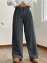 Women Plain Casual Split Joint Pant Daily Spring/Fall Wide Leg Pants