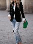 Women Plain Lapel Collar Long Sleeve Vintage Split Joint Spring/Fall Daily Blazer Outerwear
