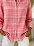 Women Plaid Shirt Collar Long Sleeve Casual Daily Spring/Fall Shirt