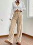 Women Plain Casual Split Joint Pant Daily Spring/Fall Wide Leg Pants