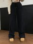 Women Plain Casual Split Joint Pant Daily Spring/Fall Wide Leg Pants