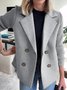 Women Plain Shawl Collar Flannel Jacket Long Sleeve Casual Split Joint Winter Daily Coat Outerwear