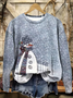 Women Christmas Snowman Crew Neck Long Sleeve Casual Daily Spring/Fall Sweatshirt